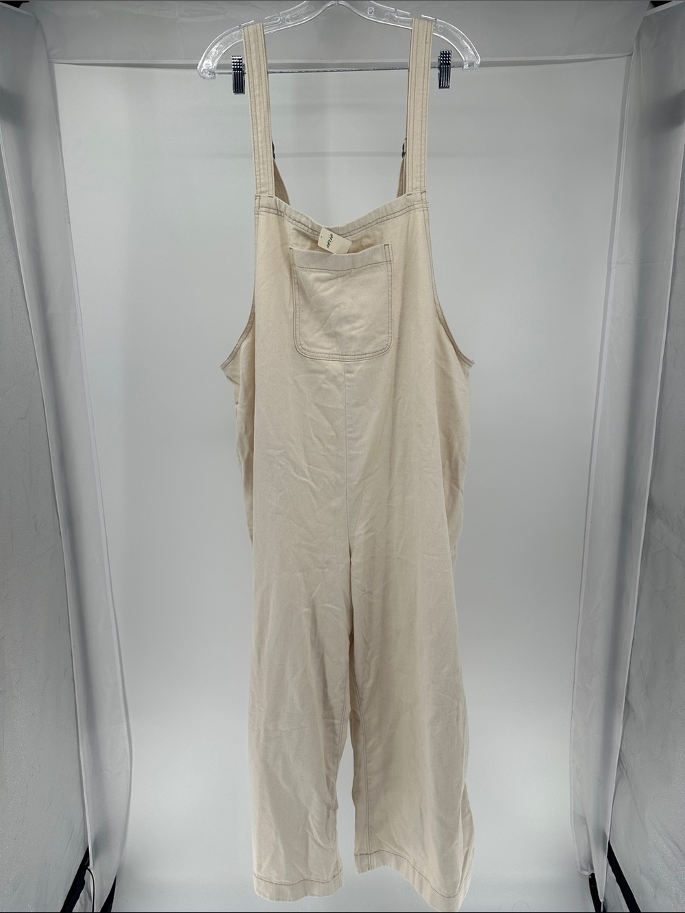 aerie Cream Cotton Overalls Jumpsuit